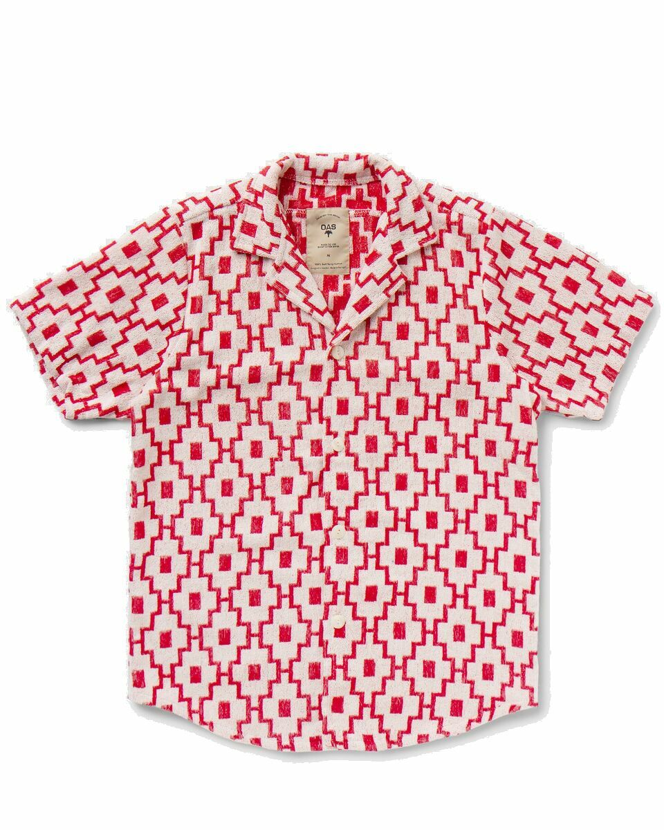 Photo: Oas White Machu Terry Shirt Red|Beige - Mens - Shortsleeves