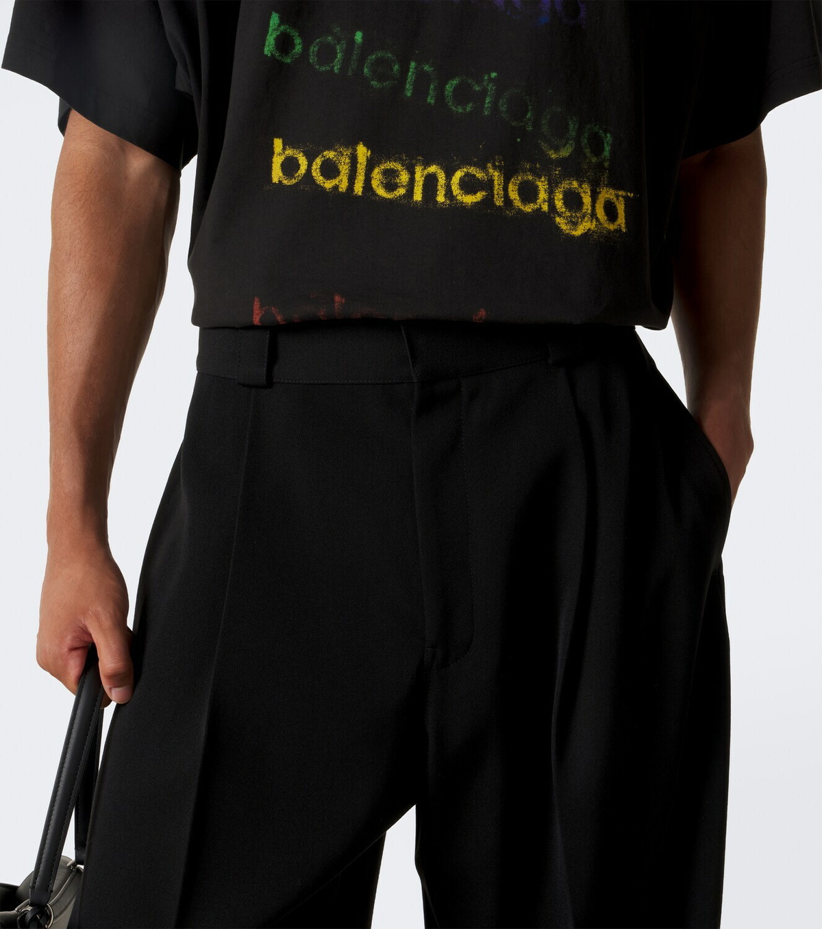 Balenciaga Wool twill barrel-leg pants