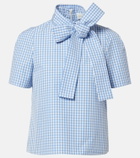 Shushu/Tong Bow-detail gingham cotton top