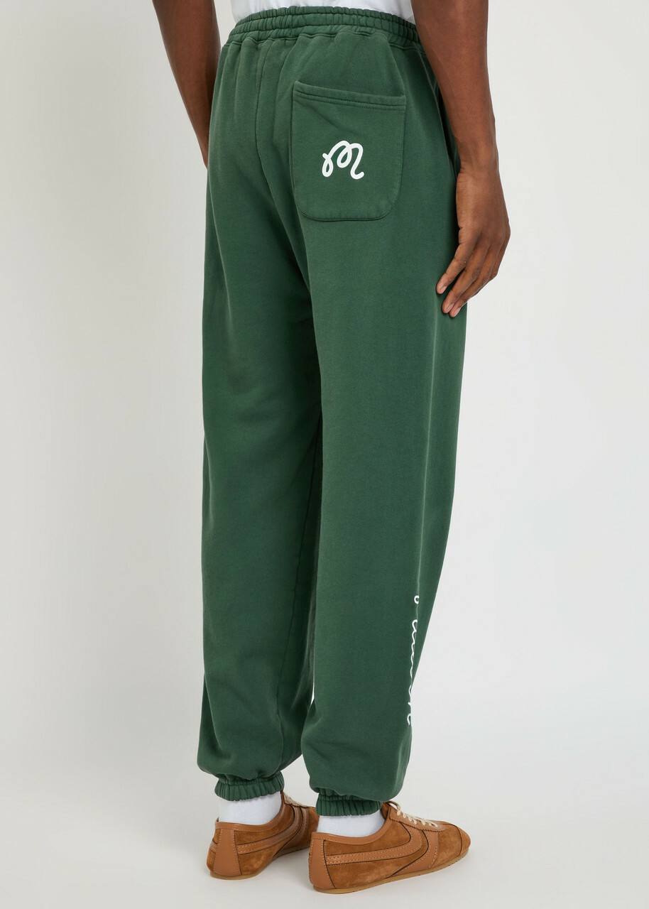 Malbon Clubhouse Logo Cotton Sweatpants Green