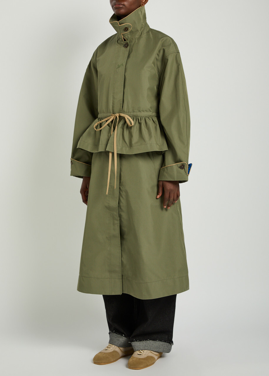 Damson Madder Myrtle Multi-way Cotton-blend Trench Coat Green