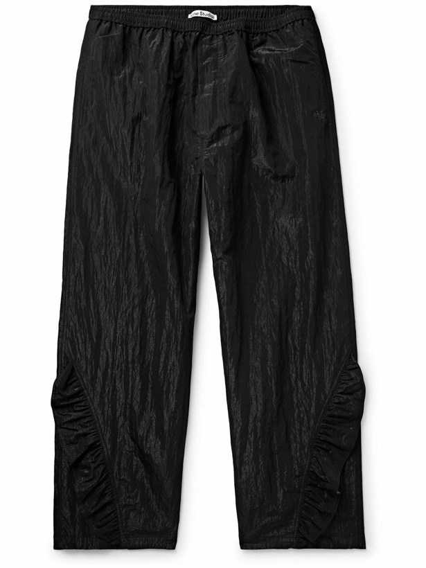 Photo: Acne Studios - Porondo Wide-Leg Ruffled Crinkled-Nylon Ripstop Trousers - Black