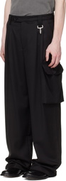 Reese Cooper Black Wool Pleated Cargo Pants