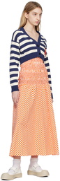 Kenzo Orange & White Kenzo Paris Check Midi Dress