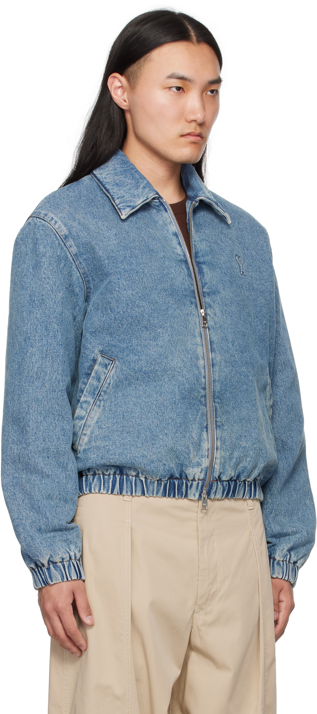 AMI Paris Blue Ami de Coeur Denim Jacket