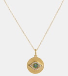 Ileana Makri Evil Eye 18kt yellow gold necklace with 1.02ct emeralds