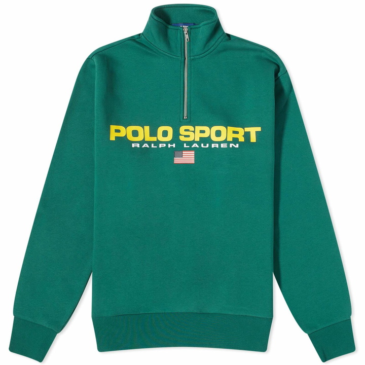 Photo: Polo Ralph Lauren Men's Polo Sport Quarter Zip Sweat in Kelly Green