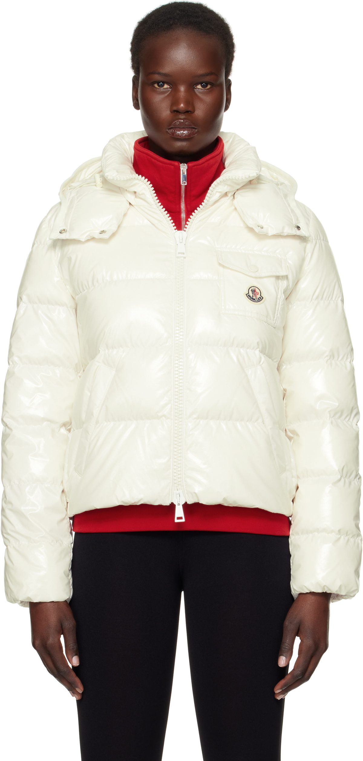 Moncler White Andro Hooded Short Down Jacket Moncler
