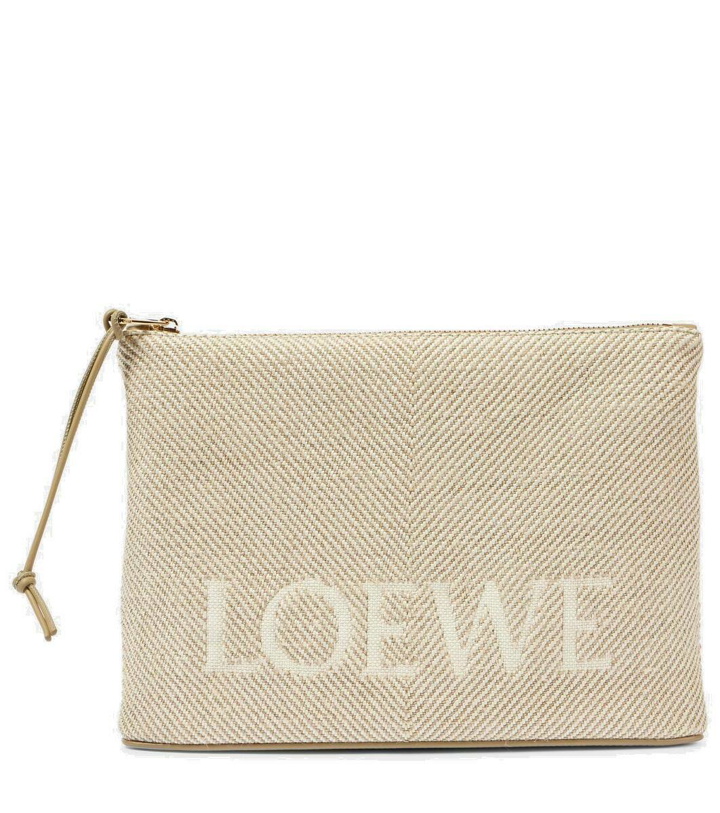 Photo: Loewe Oblong leather-trimmed jacquard pouch