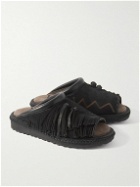 KAPITAL - Pueblo Rain Leather-Trimmed Fringed Suede Sandals - Black