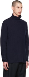 AMOMENTO Navy Ribbed Turtleneck