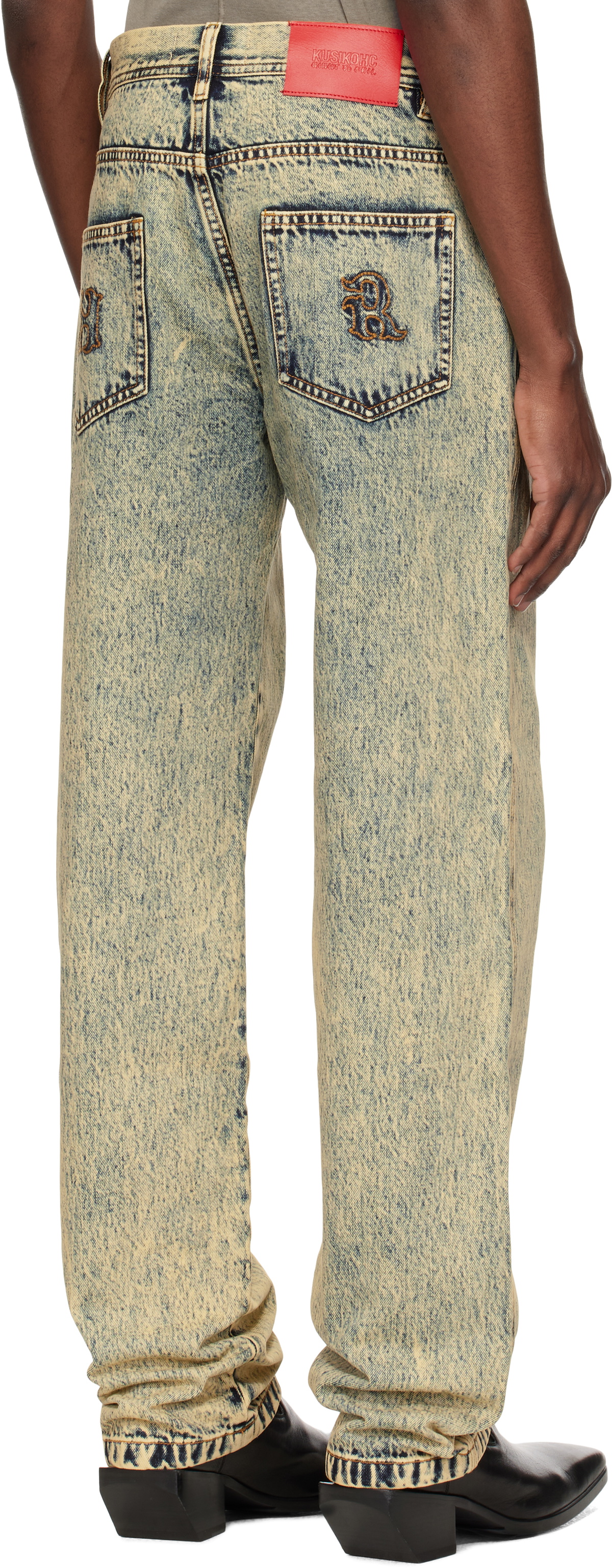 KUSIKOHC Navy & Beige Washed Jeans