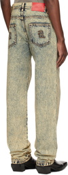 KUSIKOHC Navy & Beige Washed Jeans