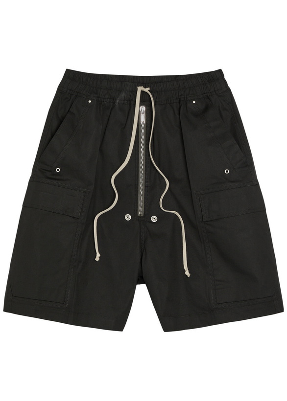 Photo: Rick Owens Cargobela Stretch-cotton Cargo Shorts Black
