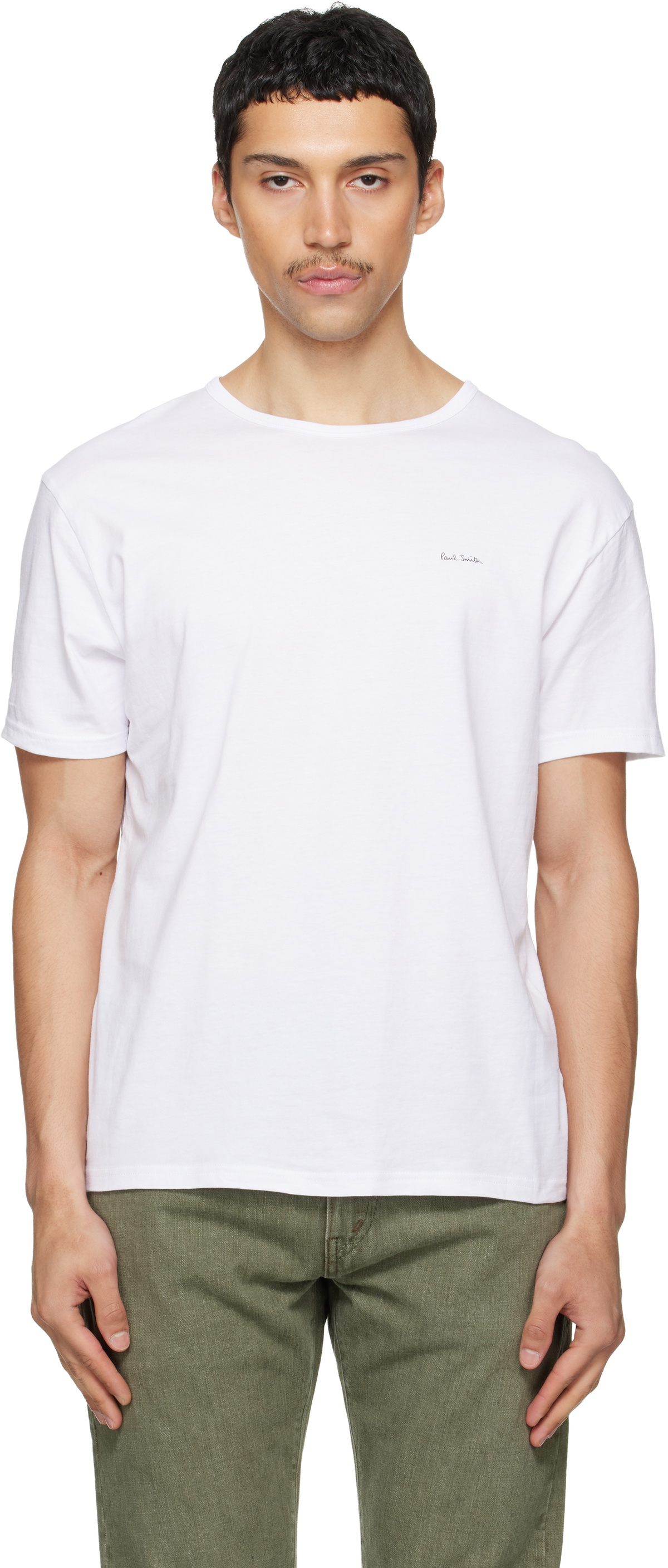 Paul Smith Three-Pack White Organic Cotton Logo Lounge T-shirts