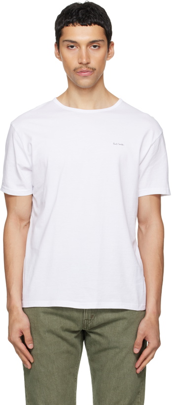 Photo: Paul Smith Three-Pack White Organic Cotton Logo Lounge T-shirts