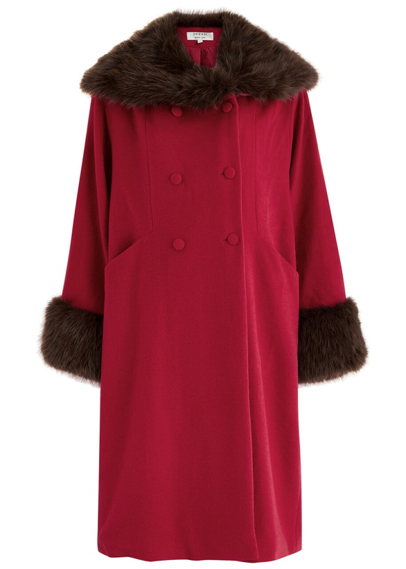 Photo: Sister Jane Sculpture Faux Fur-trimmed Felt Coat Red