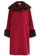 Sister Jane Sculpture Faux Fur-trimmed Felt Coat Red