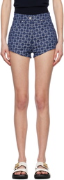 Givenchy Navy Slim Fit Monogram 72 Denim Shorts