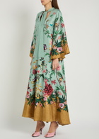 LA Double J Magnifico Printed Silk Maxi Dress Blue