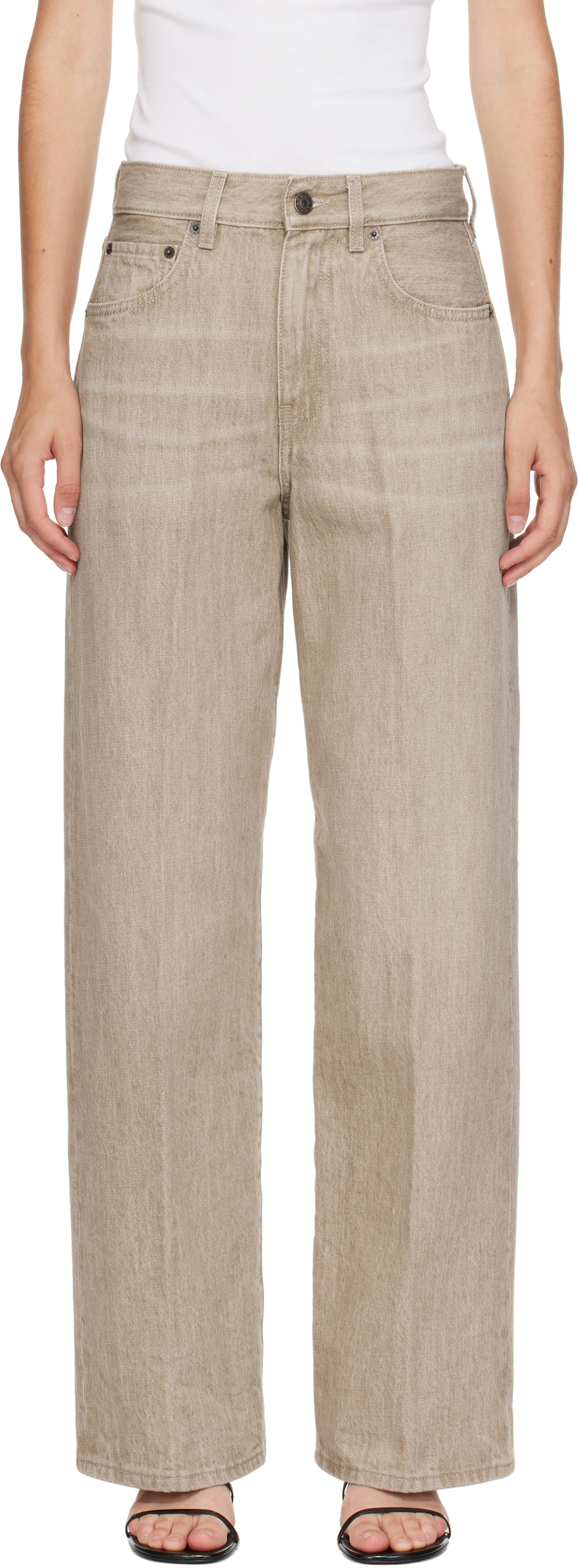6397 Beige Wide Jeans