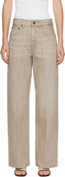 6397 Beige Wide Jeans