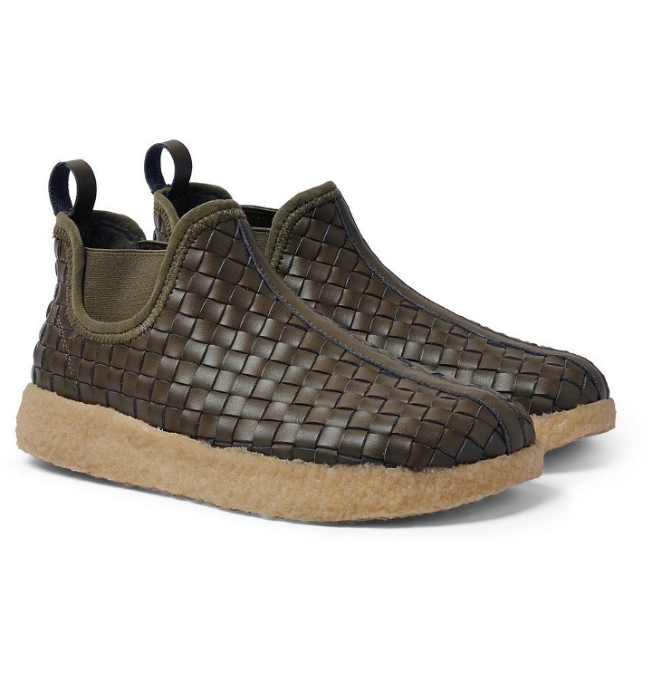 Photo: Malibu - Woven Faux Leather Boots - Men - Army green