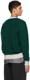 Kuro Green Wool & Mohair Contrast Line Cardigan