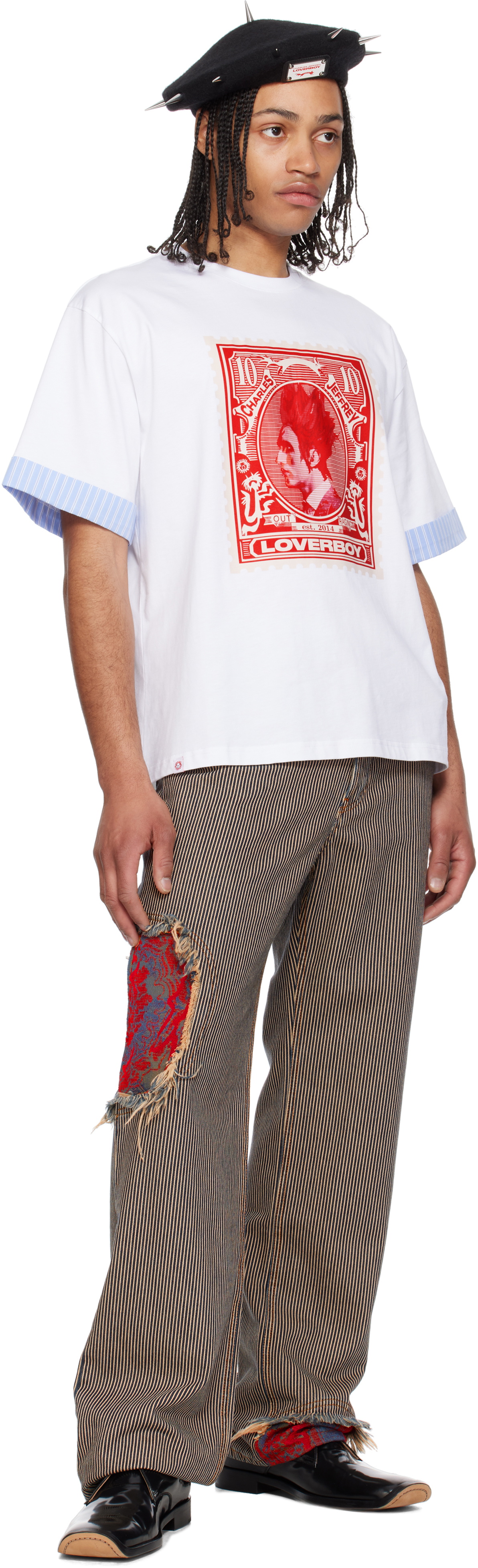Charles Jeffrey LOVERBOY White Turn Up T-shirt