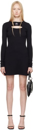 Marine Serre Black Moon Logo Ribbed Jersey Minidress