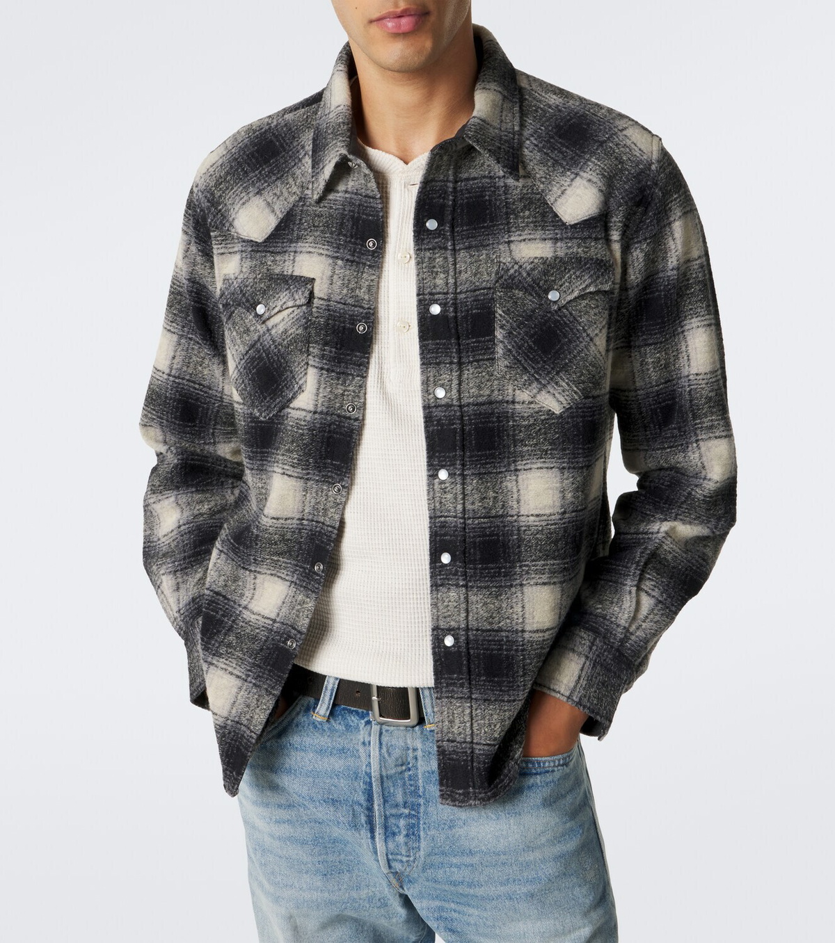 RRL Plaid wool-blend flannel shirt