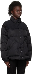 UNDERCOVER Black Paneled Faux-Fur Down Jacket