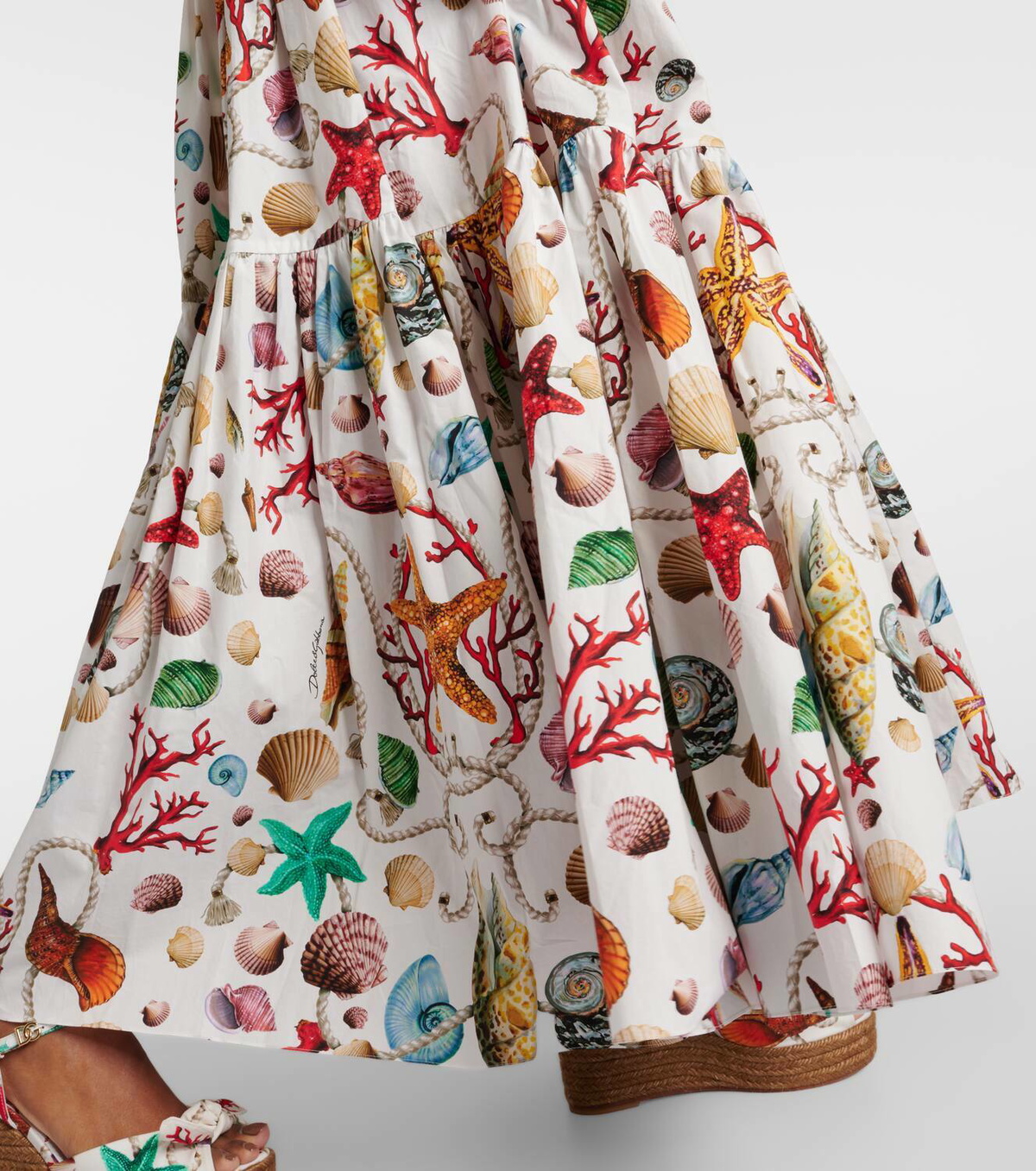 Dolce&Gabbana Capri printed high-rise cotton maxi skirt