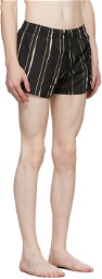 COMMAS Black & Green Stripe Short Length Swim Shorts