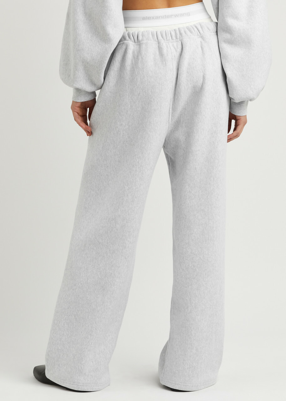 Alexanderwang.t Logo Layered Cotton Sweatpants Light Grey