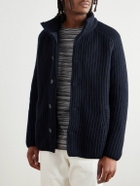 Herno - Shell-Trimmed Padded Virgin Wool Hooded Jacket - Blue