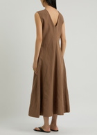 Skall Studio Antonia Linen-blend Midi Dress Brown