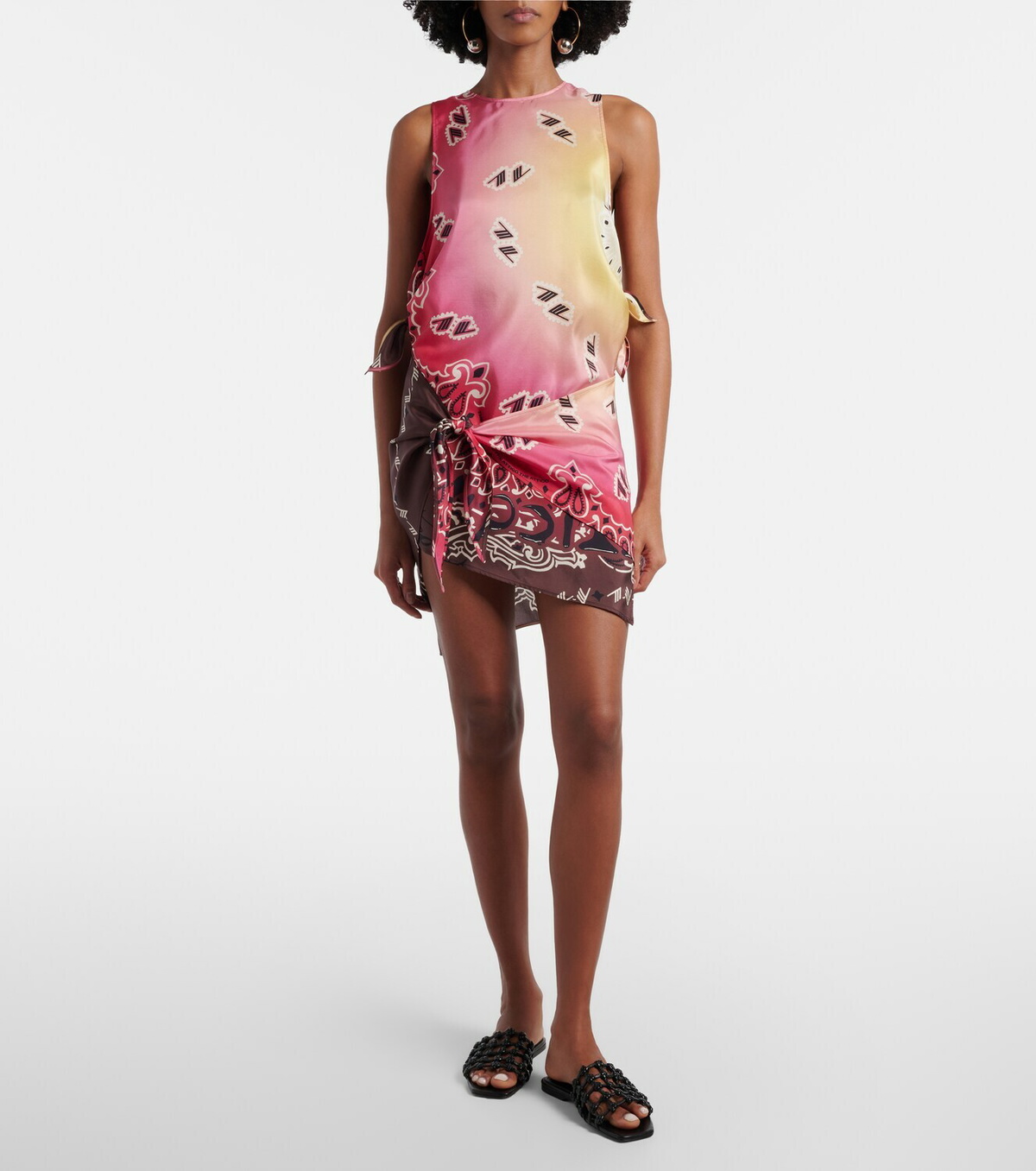 The Attico Printed silk minidress