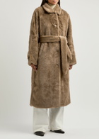 Meotine Kelly Belted Faux fur Coat Light Brown