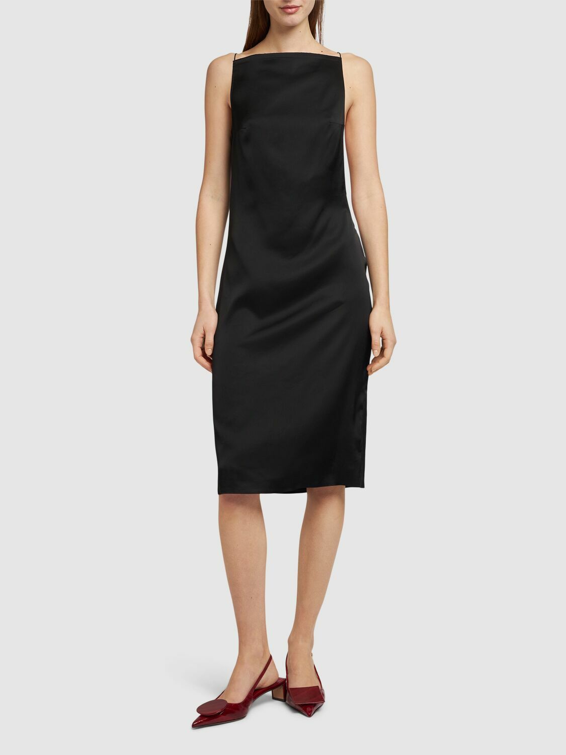 JACQUEMUS La Robe Spoglio Satin Midi Dress Jacquemus