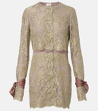 Saint Laurent Silk-trimmed lace minidress