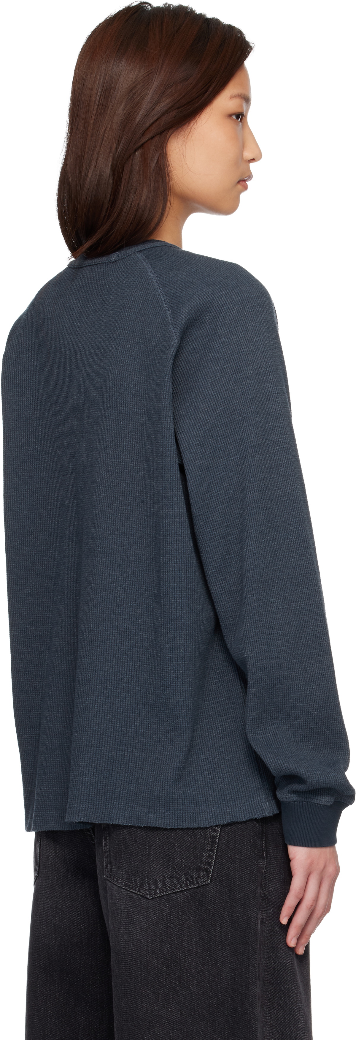COOR Blue Waffle Raglan Long Sleeve T-shirt
