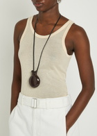 Lemaire Castanet Mirror Resin and Leather Necklace - Dark Brown - One Size