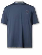 Brunello Cucinelli - Layered Logo-Print Tech-Jersey Tennis T-Shirt - Blue
