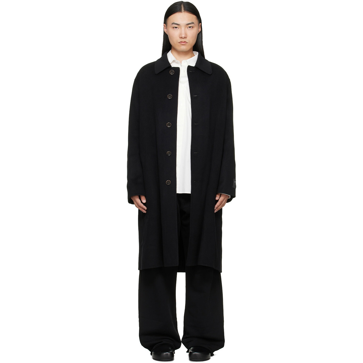 MM6 Maison Margiela Black Double-Faced Wool Coat