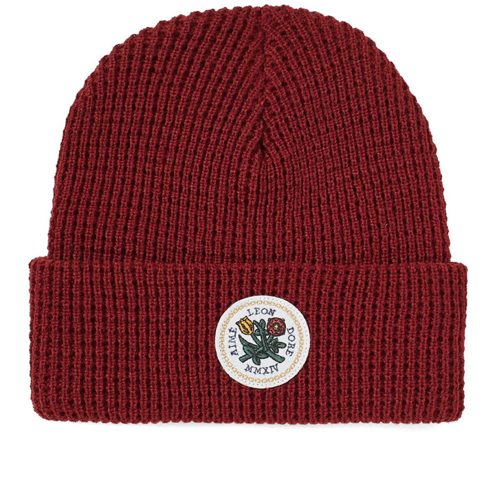 Photo: Aim&eacute; Leon Dore Waffle Stitch Beanie Burgundy