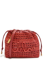 Chloe Summer Banana Leather and Raffia Cross-body Pouch - Red - One Size
