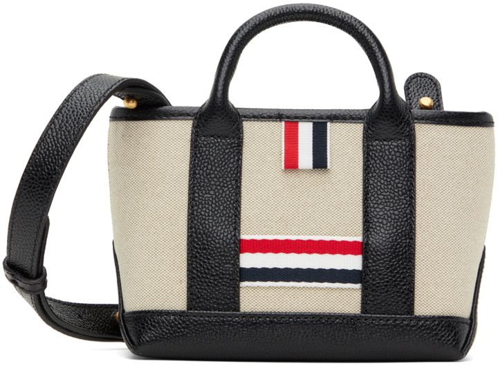 Photo: Thom Browne Black & Beige Cotton Canvas Mini Tool Tote