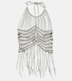 Giuseppe di Morabito Crystal-embellished crochet top