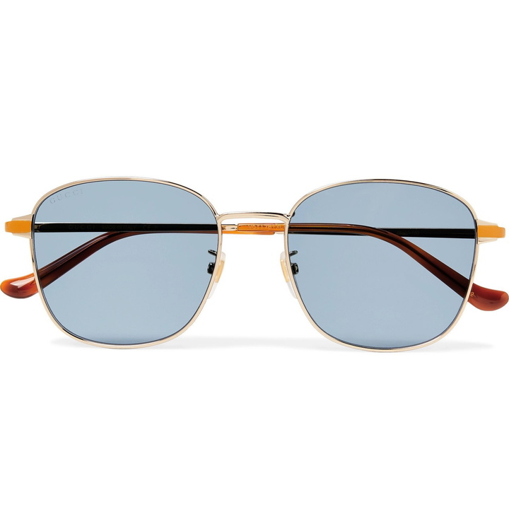 Photo: Gucci - Square-Frame Gold-Tone And Enamel Sunglasses - Gold